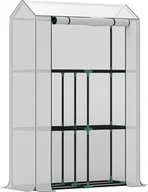 Szklarnie ogrodowe - Szklarnia Outsunny z półkami i drzwiami rolowanymi, zimoodporna szklarnia z folii stalowej, szklarnia na balkon, ogród, pomidorownia z ochroną UV 100x40x150cm - miniaturka - grafika 1