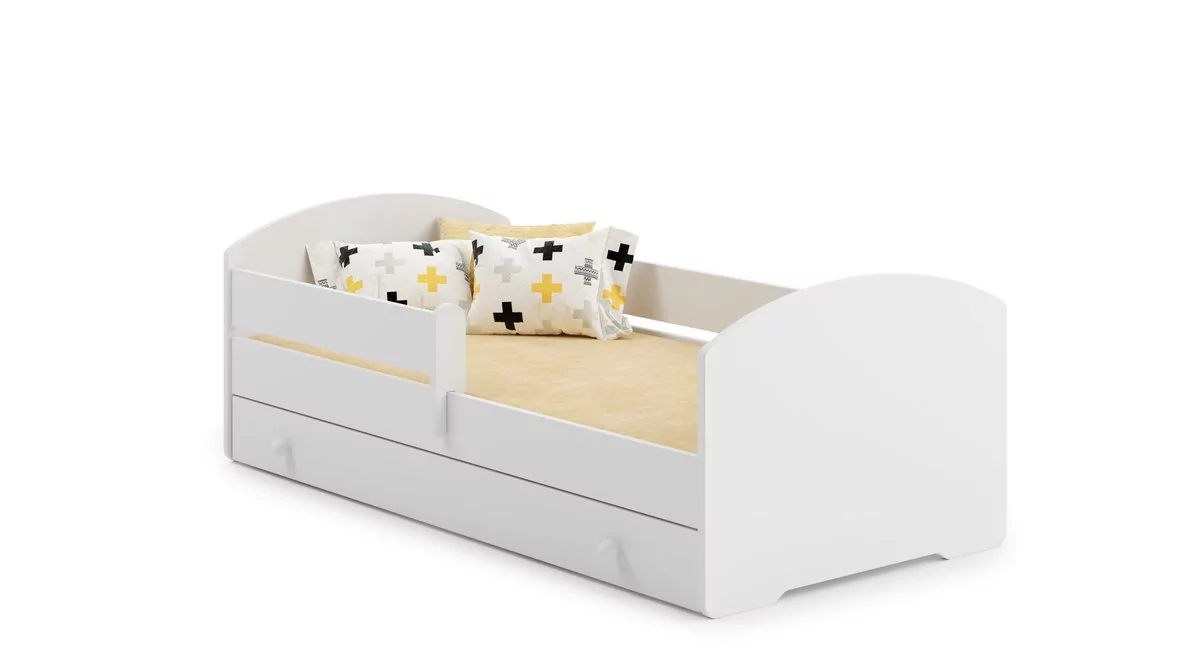 Łóżko dla dziecka, LUK, z barierką, z szufladą, z materacem, 140x70 cm