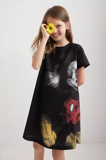 Sukienki - Desigual sukienka bawełniana dziecięca x Disney kolor czarny mini oversize - grafika 1