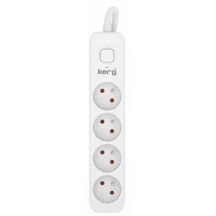 Przedłużacz KERG z wyłącznikiem M02395 4-gniazdowy 1,5m 3×1,5mm2 H05VV-F 16A/250V biały - Listwy zasilające - miniaturka - grafika 1