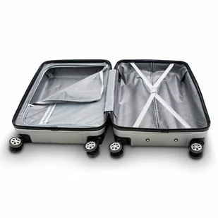 Walizki Podróżne XL+L+M mocne tworzywo ABS na kółkach 360 srebrne - Walizki - miniaturka - grafika 6