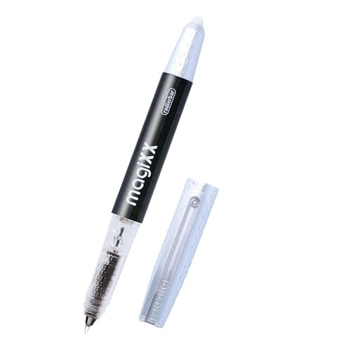 Online magiXX pióro kulkowe do ścierania, czarne, z wkładem atramentowym, grubość kreski 0,7 mm, w zestawie 1 x niebieski wkład I zmywalny długopis do szkoły, na uczelnię i do biura I tusz wrażliwy na
