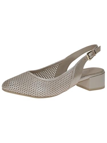 Caprice Damskie czółenka 9-29602-44, szarobrązowe metalowe, 38,5 EU szerokie, taupe Metallic, 38.5 EU Weit