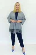 Swetry damskie - Popielaty Długi Kardigan Narzutka z Frędzlami L/XL - miniaturka - grafika 1