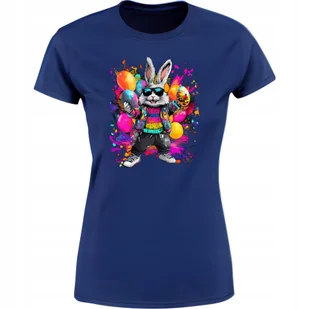 Koszulka damska Kolorowy Stylowy Zając Wielkanocny z jajkami Wielkanoc - Koszulki i topy damskie Koszulka damska Kolorowy Stylowy Zając Wielkanocny z jajkami Wielkanoc - Koszulki i topy damskie - miniaturka - grafika 1