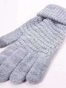Rękawiczki Dziewczęce Pięciopalczaste Szare Ze Strukturą Dotykowe  18 Cm - Rękawiczki dla dzieci - miniaturka - grafika 1
