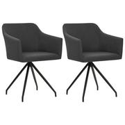 Krzesła - vidaXL Krzesła do jadalni, 2 szt., obrotowe, ciemnoszare, materiałowe - miniaturka - grafika 1