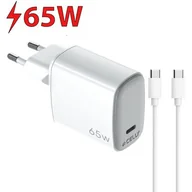 Ładowarki do telefonów - Ładowarka sieciowa CELLY GaN 65W Biały + Kabel USB-C - miniaturka - grafika 1