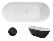 Wanny - Wanna Wolnostojąca Besco Moya Black&White 170 + klik-klak czarny czyszczony od góry - miniaturka - grafika 1