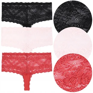 MAJTKI DAMSKIE Szorty Kobiece Seksowne Koronka 3 sztuki 3-PAK MORAJ r. XXL - Majtki damskie - miniaturka - grafika 1