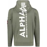 Bluzy męskie - Bluza z kapturem Alpha Industries Back Print 178318 142 Ciemnooliwkowa S - miniaturka - grafika 1