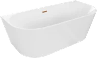 Wanny - Mexen Oval wanna wolnostojąca przyścienna 150 x 75 cm, biała, przelew miedź szczotkowana - 52671507500-65 - miniaturka - grafika 1