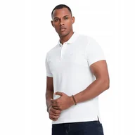 Koszulki męskie - Koszulka męska polo BASIC 100% bawełna biała V4 OM-POBS-0100 4XL - miniaturka - grafika 1