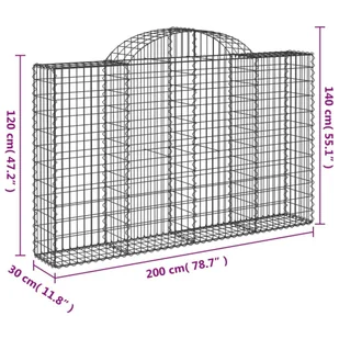 vidaXL Kosze gabionowe, 3 szt, 200x30x120/140 cm, galwanizowane żelazo - Ogrodzenia - miniaturka - grafika 7