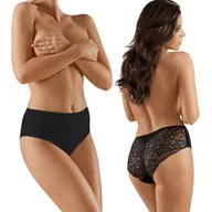 Bielizna nocna - Babell BBL 128 Koronkowe Figi bawełna Czarny M - miniaturka - grafika 1