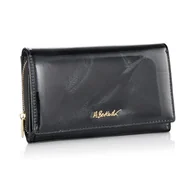Portfele - Elegancki czarny duży portfel damski na zatrzask - miniaturka - grafika 1