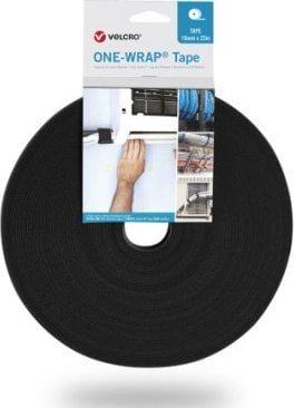 Velcro Taśma VELCRO One Wrap o szerokości 13 mm, trudnopalna, czarna, 25 m