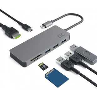 Green Cell HUB USB-C Green Cell HDMI 4K DEX SD & MicroSD card slot USB 3.0 AKG4UBH00010 - Huby USB - miniaturka - grafika 1