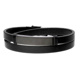 Bransoletka męska czarna podwójna skóra - Bransolety męskie Bransoletka męska czarna podwójna skóra - Bransolety męskie - miniaturka - grafika 1