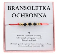 Bransoletki - Bransoletka OCHRONNA z czarnym turmalinem NA CZERWONYM SZNURKU hematyt - miniaturka - grafika 1