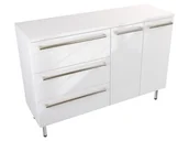 Szafki łazienkowe - Szafka Stojąca Z Blatem ATH 120 cm SD Lewa - Biały Wysoki Połysk - Uchwyty Stal Szczotkowana - miniaturka - grafika 1