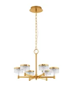 Lampy sufitowe - MINEROS LE44585 Lampa wisząca LED Sześć ramion Złota elegancja Kryształowe klosze - miniaturka - grafika 1