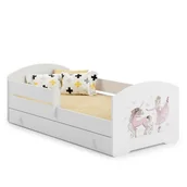 Łóżka dla dzieci i młodzieży - Łóżko dziecięce LUK z szufladą i barierką 140x70 Dziewczynka z jednorożcem - miniaturka - grafika 1