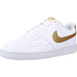 Trampki damskie - Nike Court Vision Low Next Nature, Trampki damskie, White Metallic Gold White, 38.5 EU - grafika 1