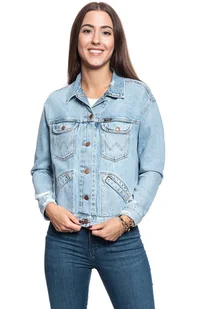 Damska Kurtka Jeansowa Wrangler Retro Jacket Blue Hawaii W415Ri92F-S - Kurtki damskie - miniaturka - grafika 1