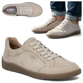 Półbuty męskie - Półbuty SKÓRZANE Rieker Męskie Wiosenne Sportowe Modne Wygodne Beżowe 44 - miniaturka - grafika 1