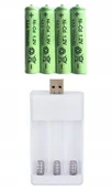 Ładowarki i akumulatory - ZESTAW 4 SZTUK BATERII AAA 700mAh Z UNIWERSALNĄ ŁADOWARKĄ USB 1.2V - miniaturka - grafika 1