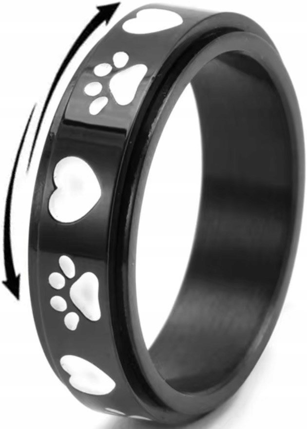 Czarny Pierścień Obrotowy Pamiątka dla Miłośnika Zwierząt Stal Chirurgiczna
