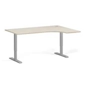 Biurka - Stół z regulacją wysokości, 1 silnik, 745 - 1235 mm, narożnik L/P, blat 1600 x 1200 mm, podstawa szara, brzoza - miniaturka - grafika 1