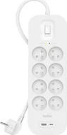 Listwy zasilające - Listwa zasilająca Belkin SurgePlus przeciwprzepięciowa 8 gniazd 2 m biała (SRB003ca2M) - miniaturka - grafika 1
