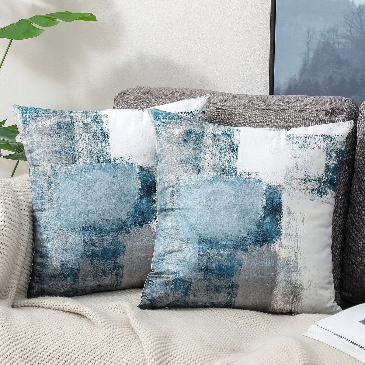 OYIMUA Poszewki Na Poduszki 50x50 Zestaw 2 Szt. Niebieskie