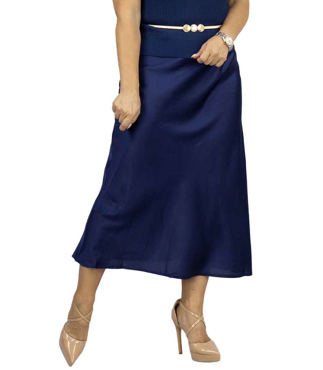 Satynowa spódnica maxi gładka jednokolorowa PRINCESS-M/L