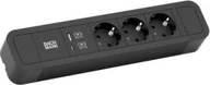 Gniazdka elektryczne - Bachmann Listwa zasilająca BACHMANN PRIMO 3x gniazdo z uziemieniem, aluminium, ładowarka USB A&C, czarna, 2 m - miniaturka - grafika 1