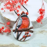 Naszyjniki - Duży, kolorowy naszyjnik - gil zwyczajny - miniaturka - grafika 1