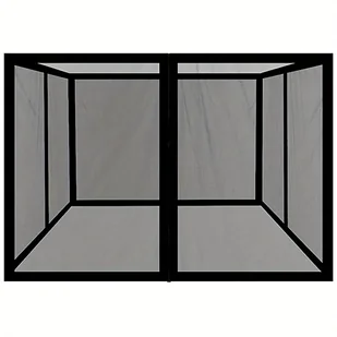 TEMU Zestaw siatek przeciw komarom do namiotu zewnętrznego, pawilon na patio, czarno-brązowy design z czterema drzwiami, siatka z czterema rogami, - Inne - miniaturka - grafika 1