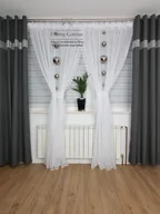 Firany - Długa firanka z gipiurą 250cm, efektowna firanka do salonu - miniaturka - grafika 1