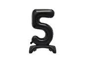 Balony i akcesoria - Balon foliowy stojący cyfra 5 czarny - 76 cm - 1szt. - miniaturka - grafika 1