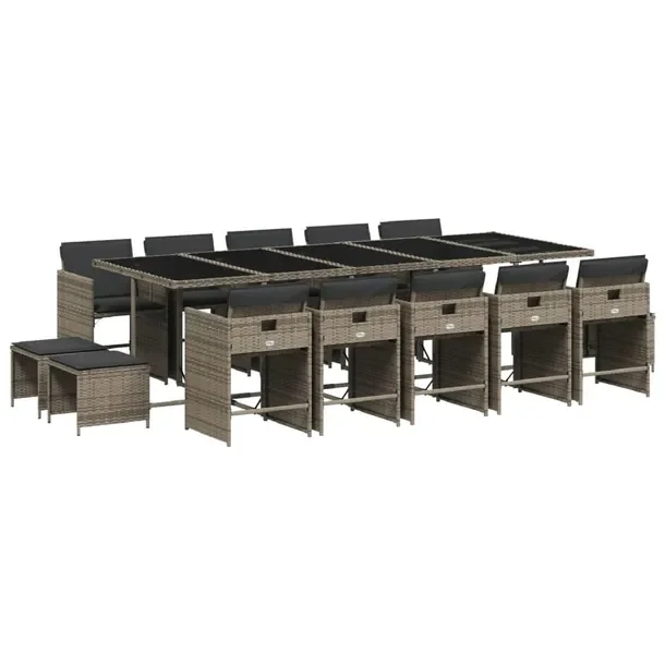 Zestaw mebli ogrodowych szary rattan PE 275 x 106 x 73 cm