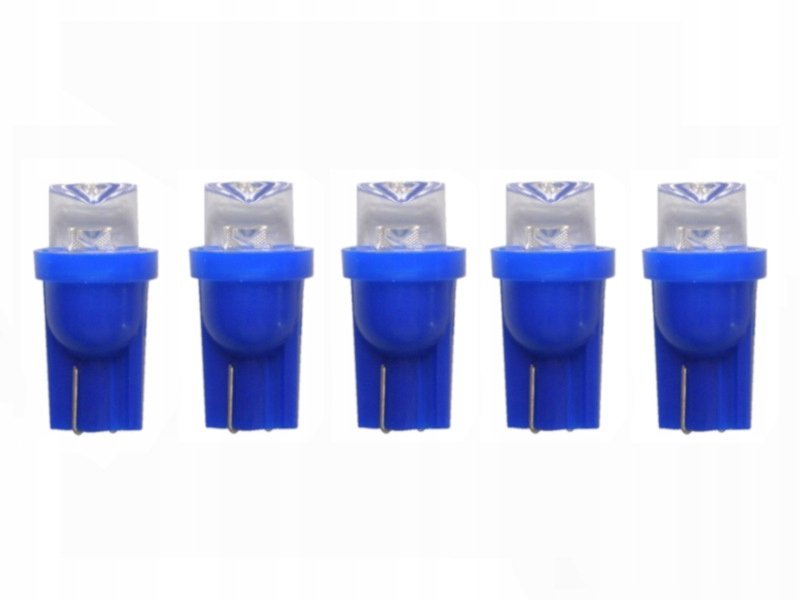 ŻARÓWKA LED W5W T10 0.18W 12V BLUE WKLĘSŁA 5szt