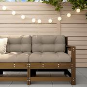 Komplety wypoczynkowe - vidaXL Fotel ogrodowy z poduszkami, miodowy brąz, lite drewno sosnowe - miniaturka - grafika 1