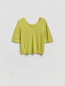 Swetry damskie - Reserved - Sweter z wiskozą - zielony - miniaturka - grafika 1