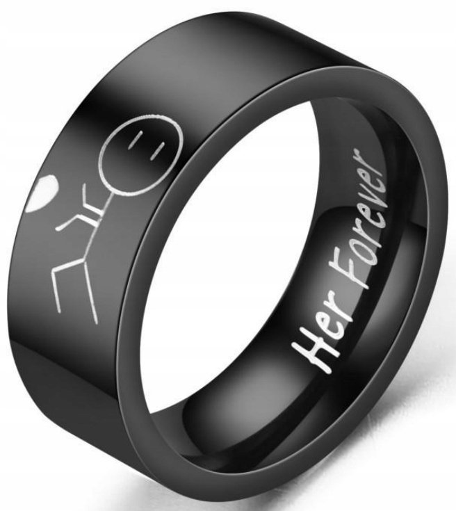 Czarny Pierścień Her Forever Ring Komplet Dla Pary