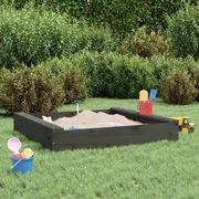 Place zabaw - vidaXL Piaskownica z siedziskami, szara, kwadratowa, drewno sosnowe - miniaturka - grafika 1