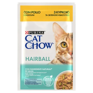 CAT CHOW Hairball Karma dla kotów z kurczakiem i zieloną fasolką w sosie 4x85g (3+1 GRATIS) - Mokra karma dla kotów - miniaturka - grafika 1