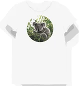 Koszulki i topy damskie - Koszulka damska biała z nadrukiem koali na szarym tle L - miniaturka - grafika 1