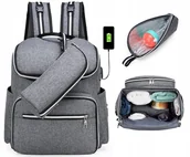 Torby i organizery dla mam - Torba Do Wózka Plecak Podróżny Usb Dla Mamy - miniaturka - grafika 1